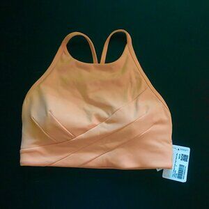 NWT lululemon flow y wrap front high neck Size 4 Peach